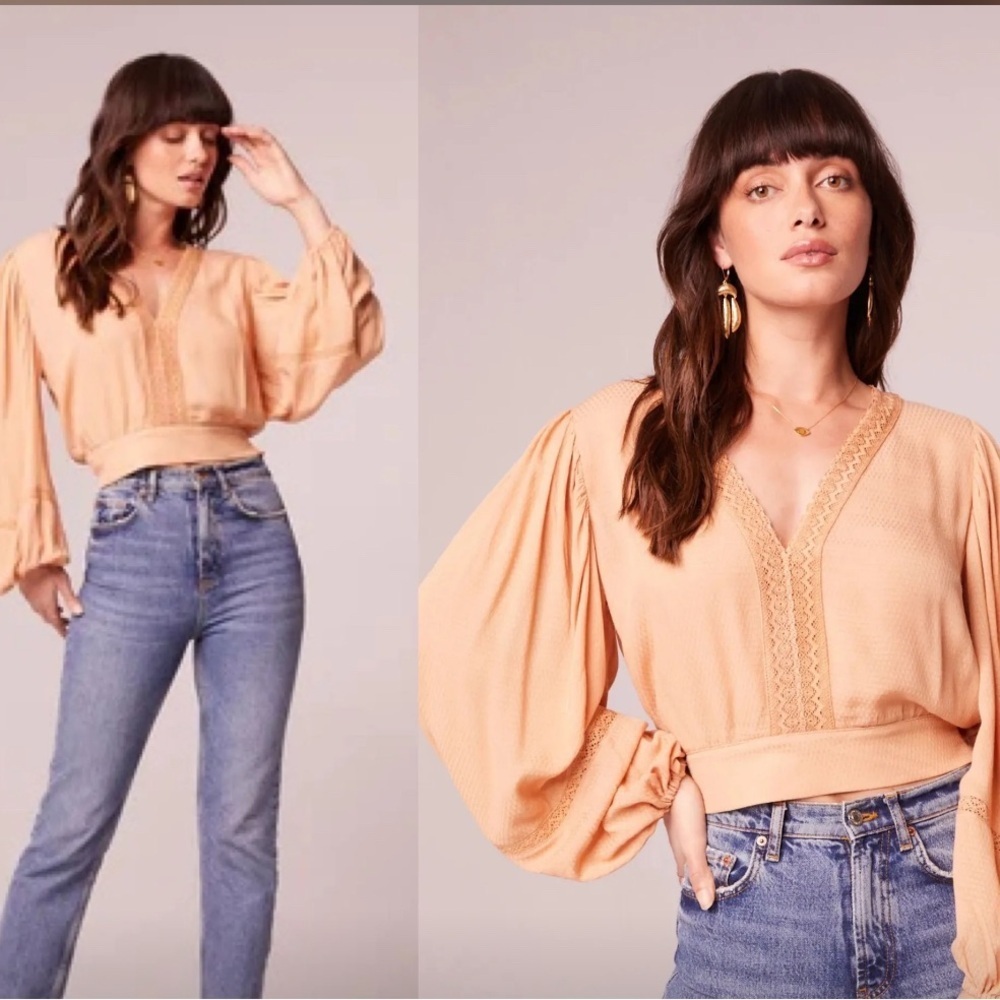 Band of the Free Brie Long Sleeve Top Light Camel Blouse Size M NWT